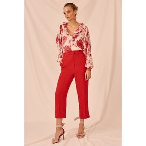 KEEPSAKE the Label Adored Pants S High Waist Cherry Red Crop Ankle Trousers